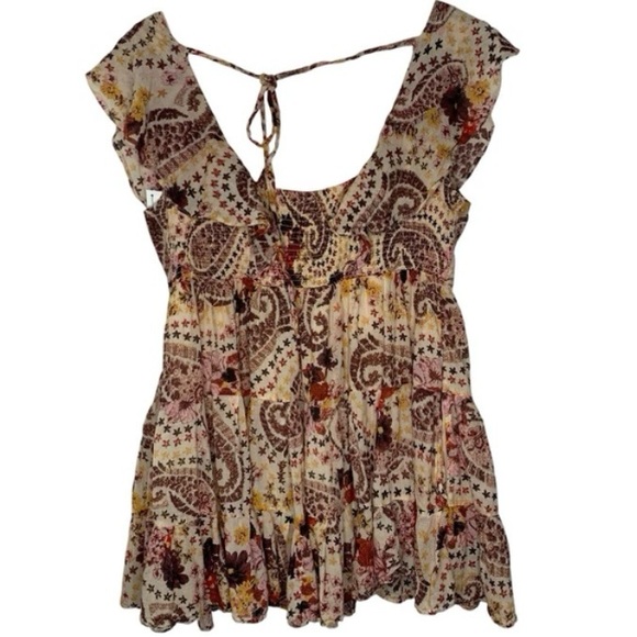 Free People Undone Floral Mini Dress Size XL Fall Feminine Boho - Picture 3 of 4